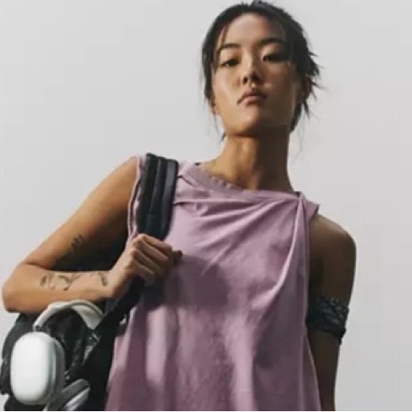 NWT Free People Hot Shot Relaxed Tank Top in Vanilla Fig/Mauve Size XS - Picture 4 of 9